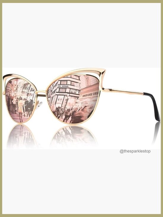 Metal Frame Polarized Cat Eye Sunglasses UV400 Protection
